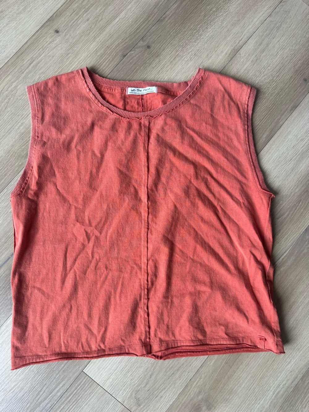 We The Free Coral Sleeveless Muscle Tank XS Raw Hem Boho